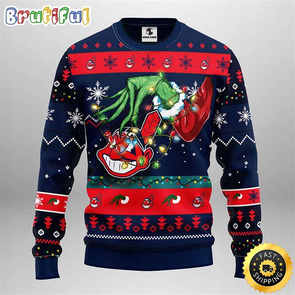 MLB Cleveland Indians Christmas Ugly Sweater Grinch Gift For Baseball Fans