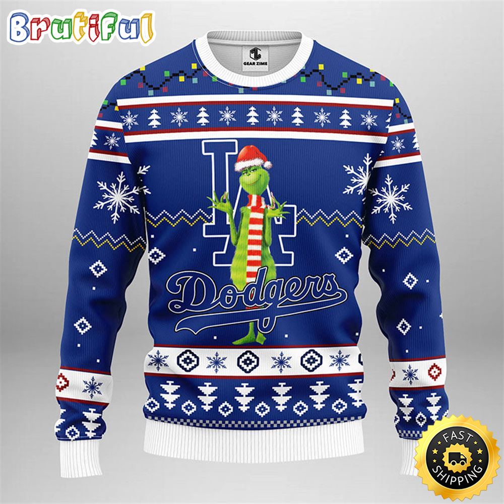 MLB Los Angeles Dodgers Christmas Ugly Sweater Print Funny Grinch Gift For Baseball Fans
