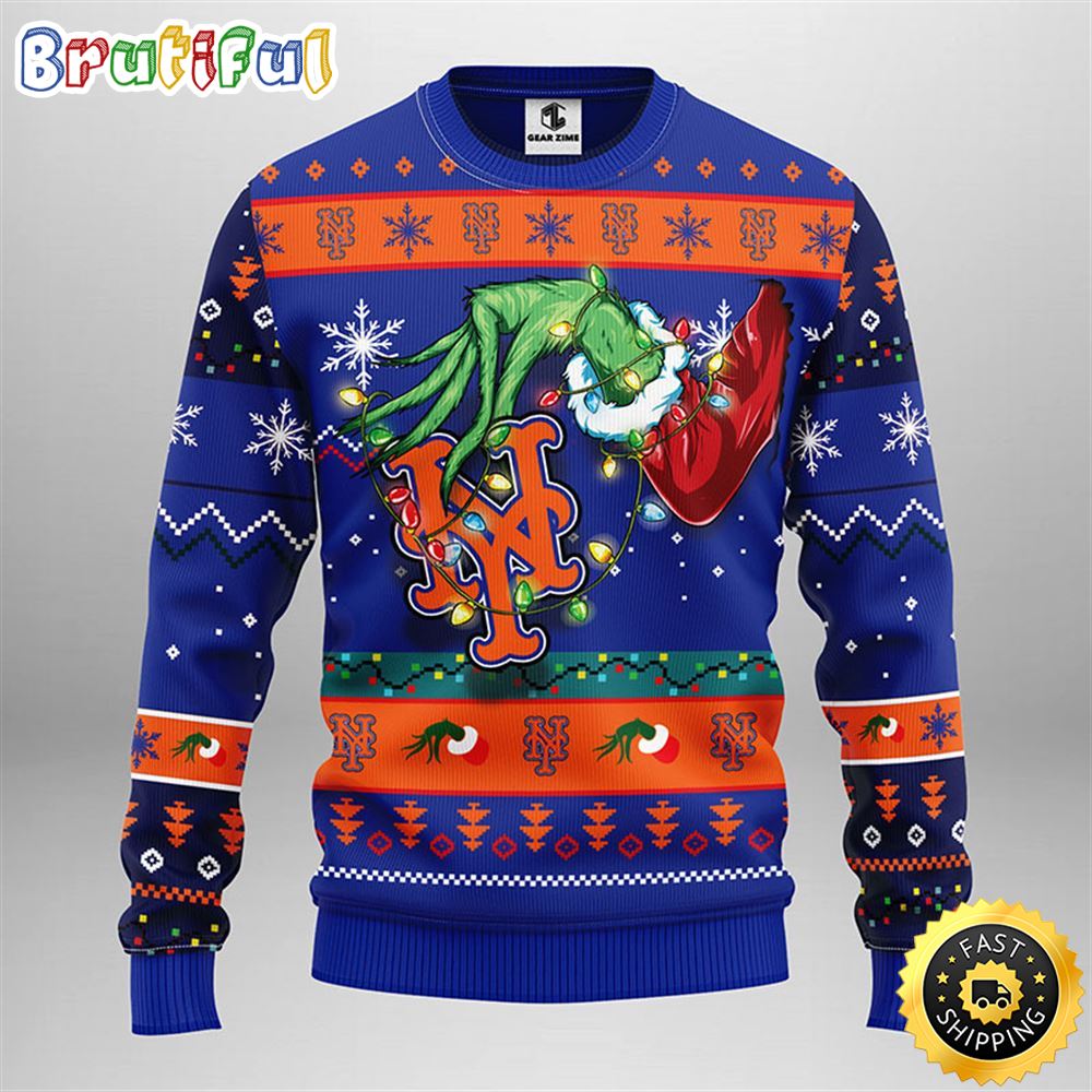 MLB New York Mets Christmas Ugly Sweater Grinch Gift For Baseball Fans