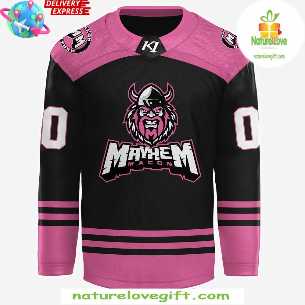 2026 Macon Mayhem Ice Out Cancer Jersey Hockey