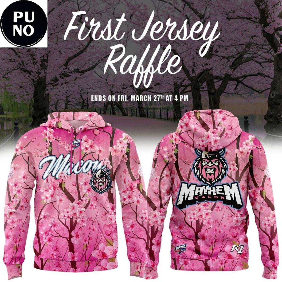 Macon Mayhem x Cherry Blossom 2026 First Jersey Raffle Hoodie T-Shirt