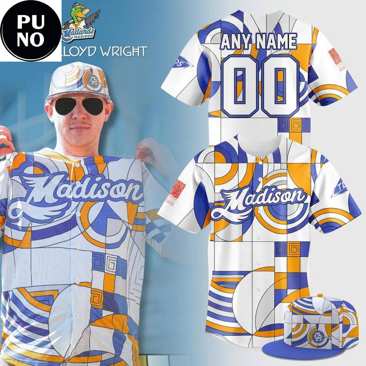Madison Mallards 2026 Frank Lloyd Wright Style Personalized Baseball Jersey