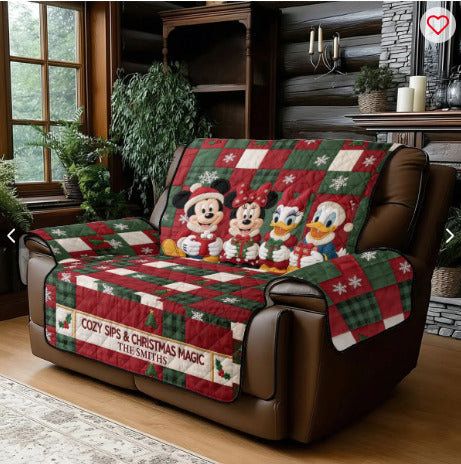 Magical Christmas Kingdom Disney Personalized Mouse Quilted Sofa Couch Cover
