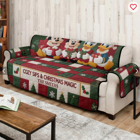 Magical Christmas Kingdom Disney Personalized Mouse Quilted Sofa Couch Cover