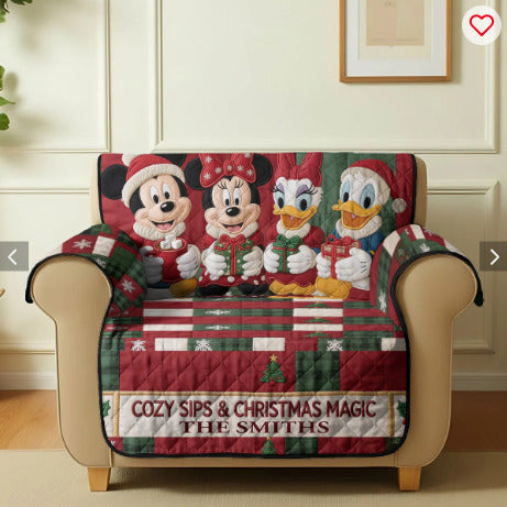 Magical Christmas Kingdom Disney Personalized Mouse Quilted Sofa Couch Cover