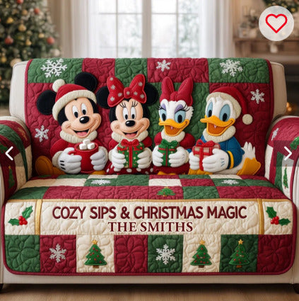 Magical Christmas Kingdom Disney Personalized Mouse Quilted Sofa Couch Cover