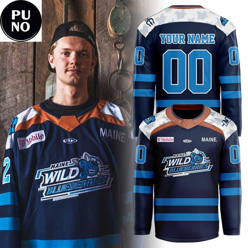 Maine Mariners Maine Wild Blueberries 2026 Personalized Hockey Jersey