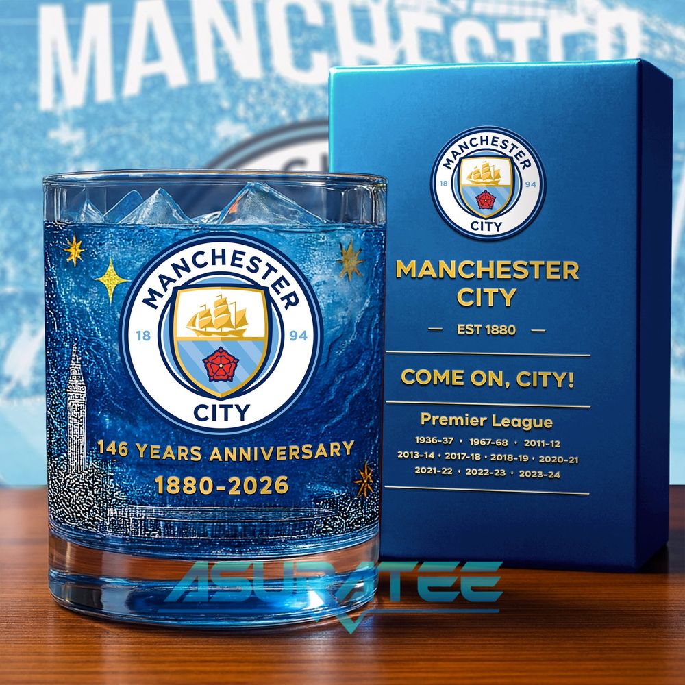 Manchester City 146th Anniversary Commemorative Whiskey Glass