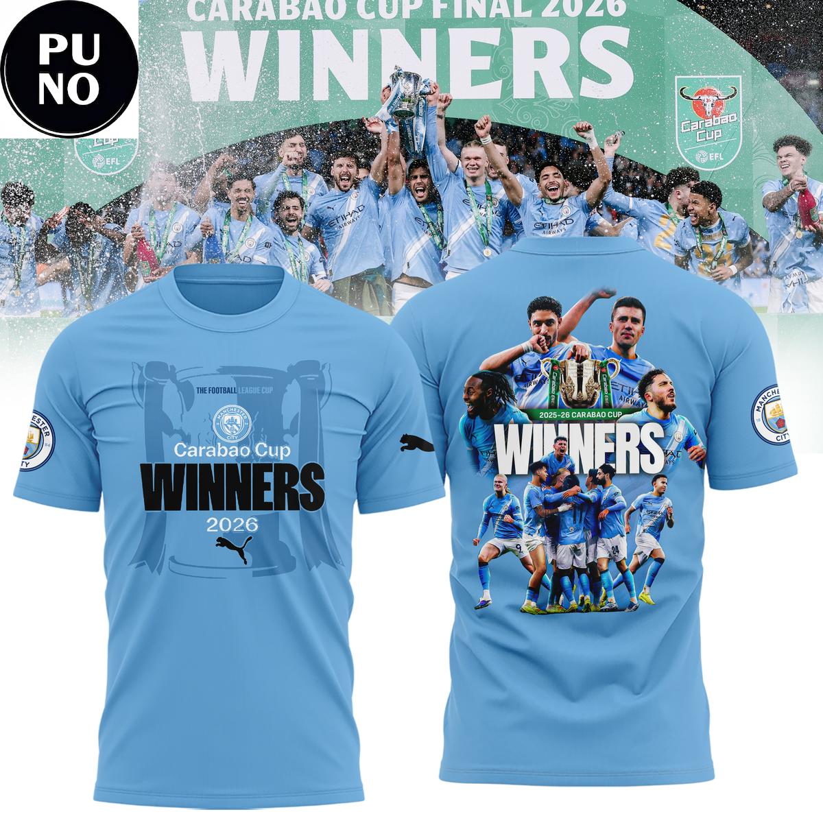Manchester City Carabao Cup Winners 2026 Locker Room Hoodie -T-Shirt