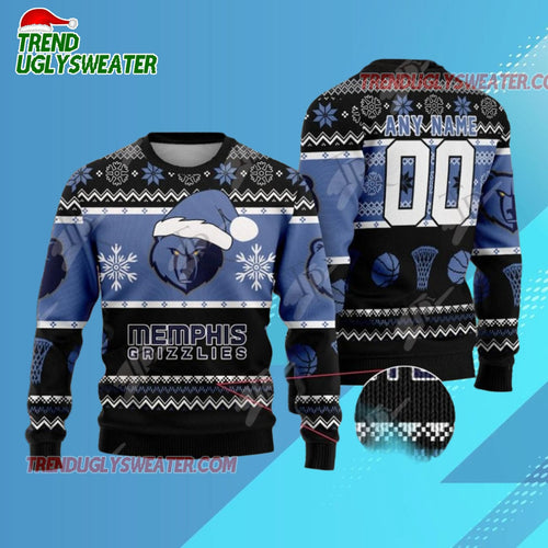 Personalized Memphis Grizzlies Frosty Bear Slam Ugly Christmas Sweater