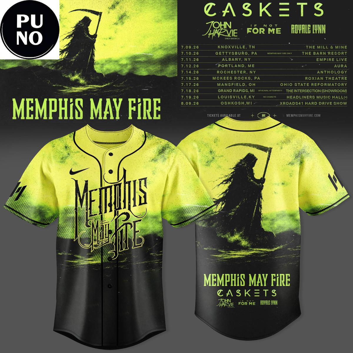 Memphis May Fire Caskets Set For US Tour 2026 Baseball Jersey