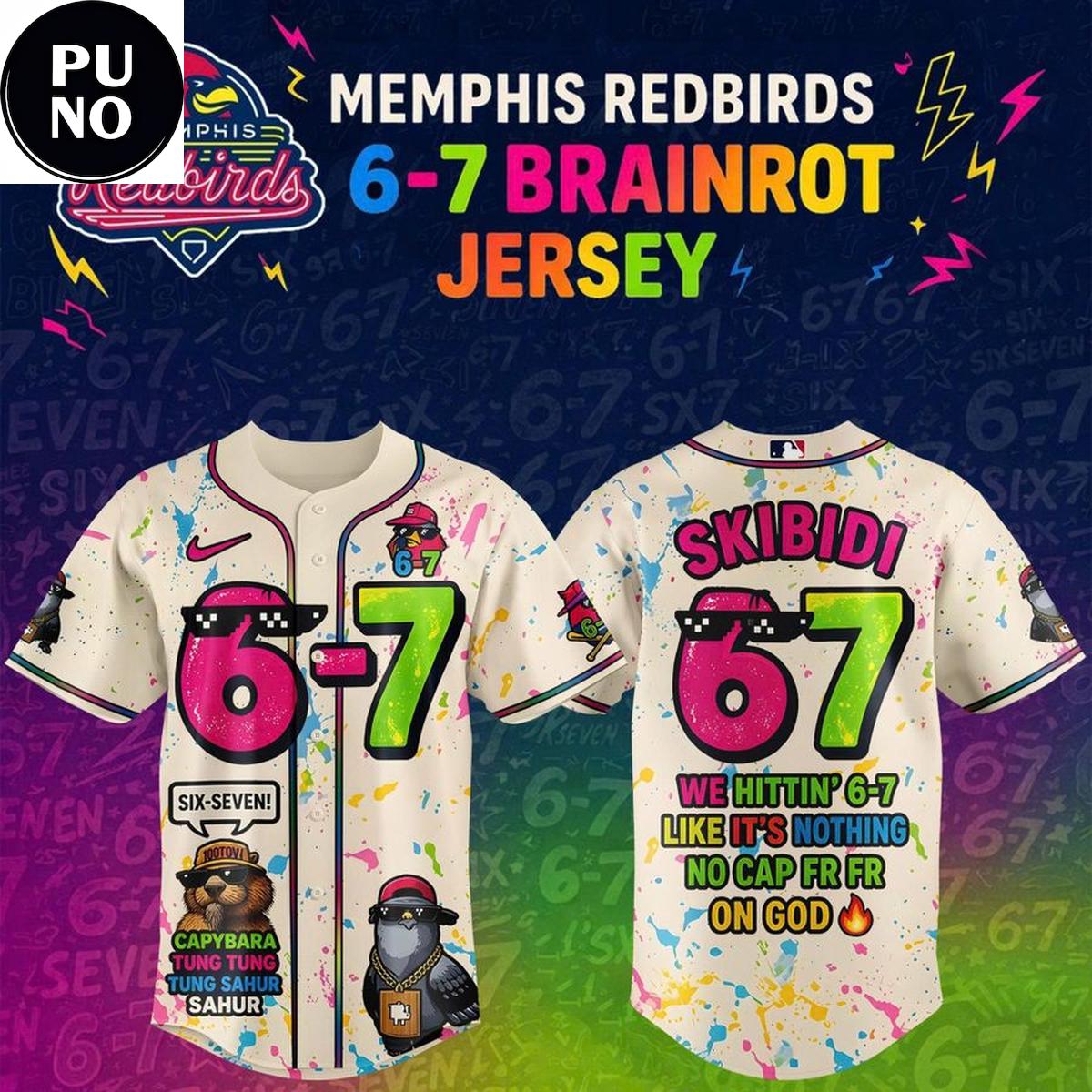 Memphis Redbirds 2026 6-7 Brainrot Baseball Jersey