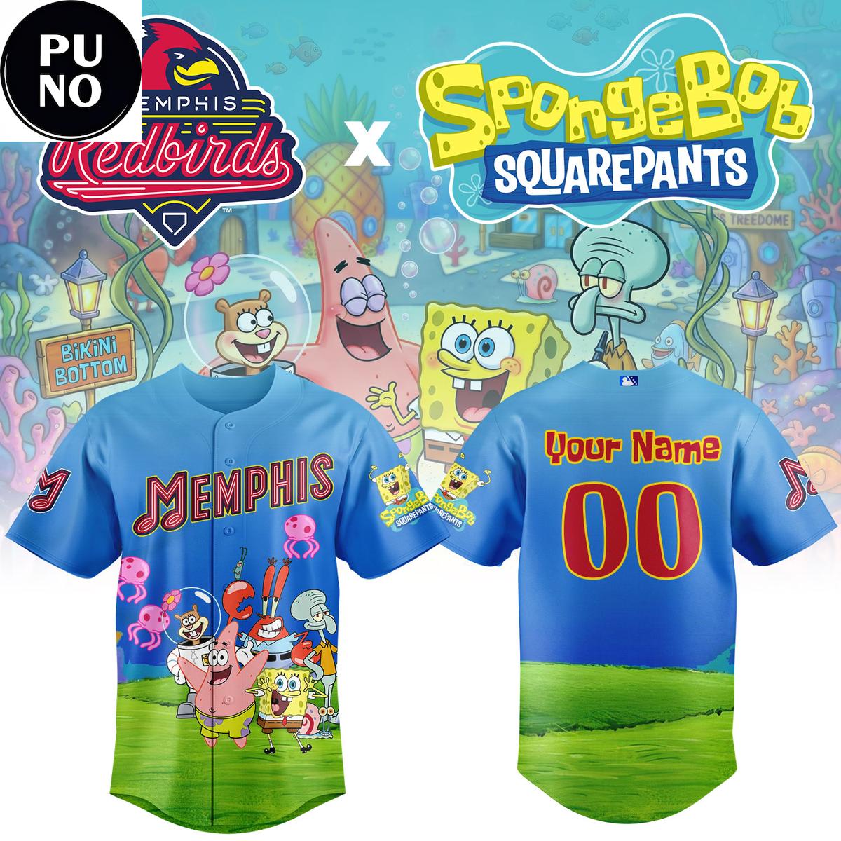 Memphis Redbirds x SpongeBob SquarePants Day 2026 Personalized Baseball Jersey