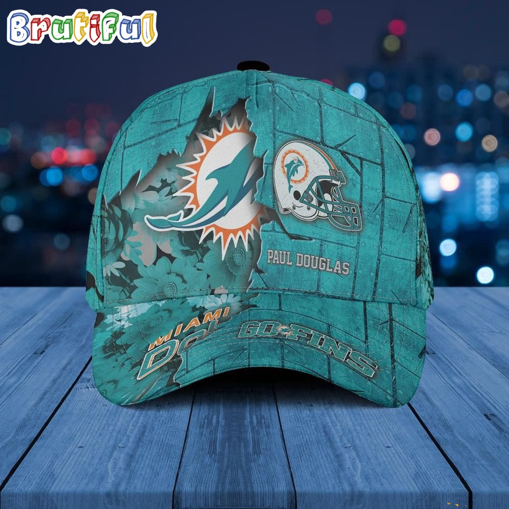 Miami Dolphins Baseball Cap Flower Custom Trending Cap