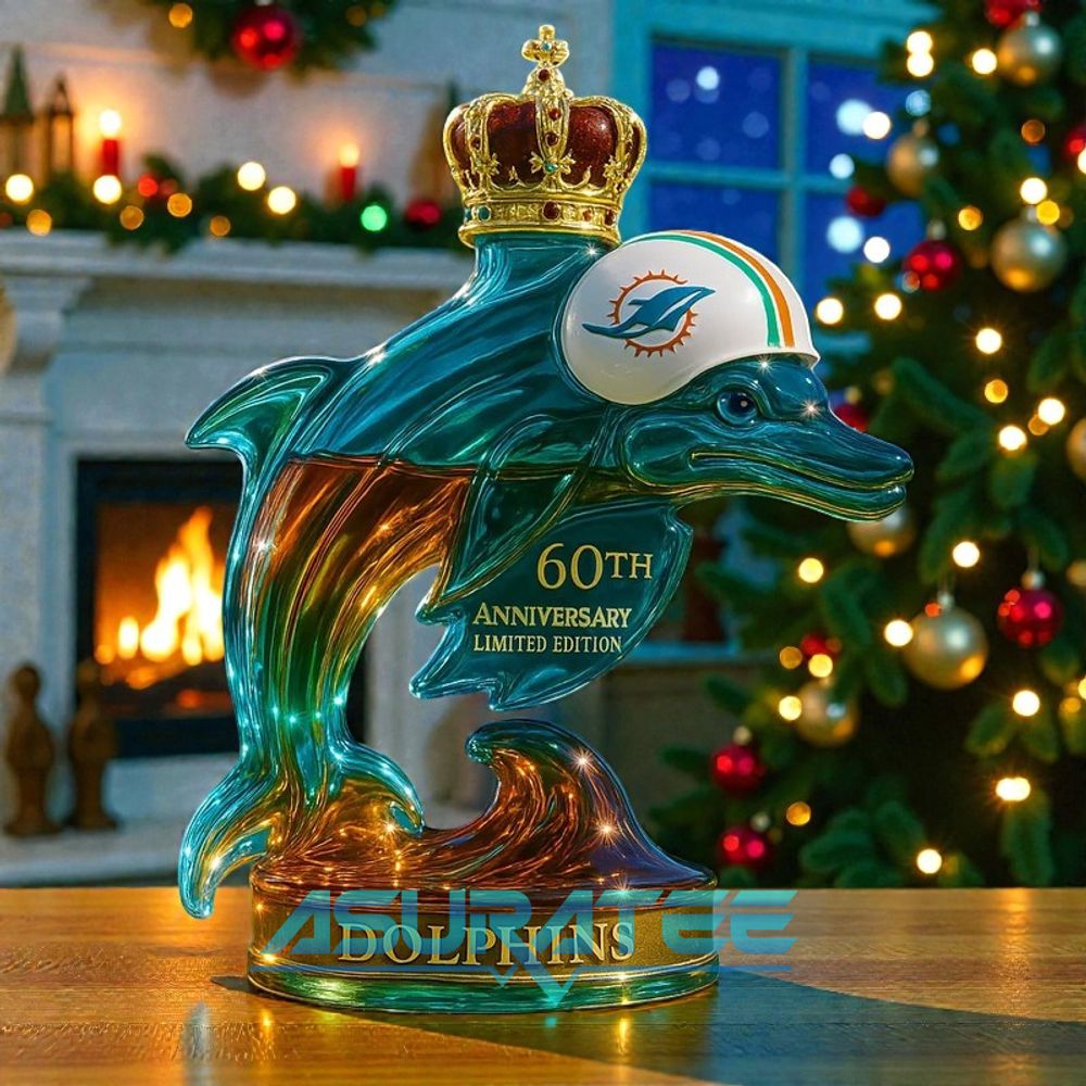 Miami Dolphins NFL 60th Anniversary Whiskey Bottle