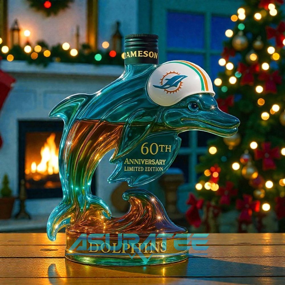 Miami Dolphins NFL 60th Anniversary Whiskey Bottle
