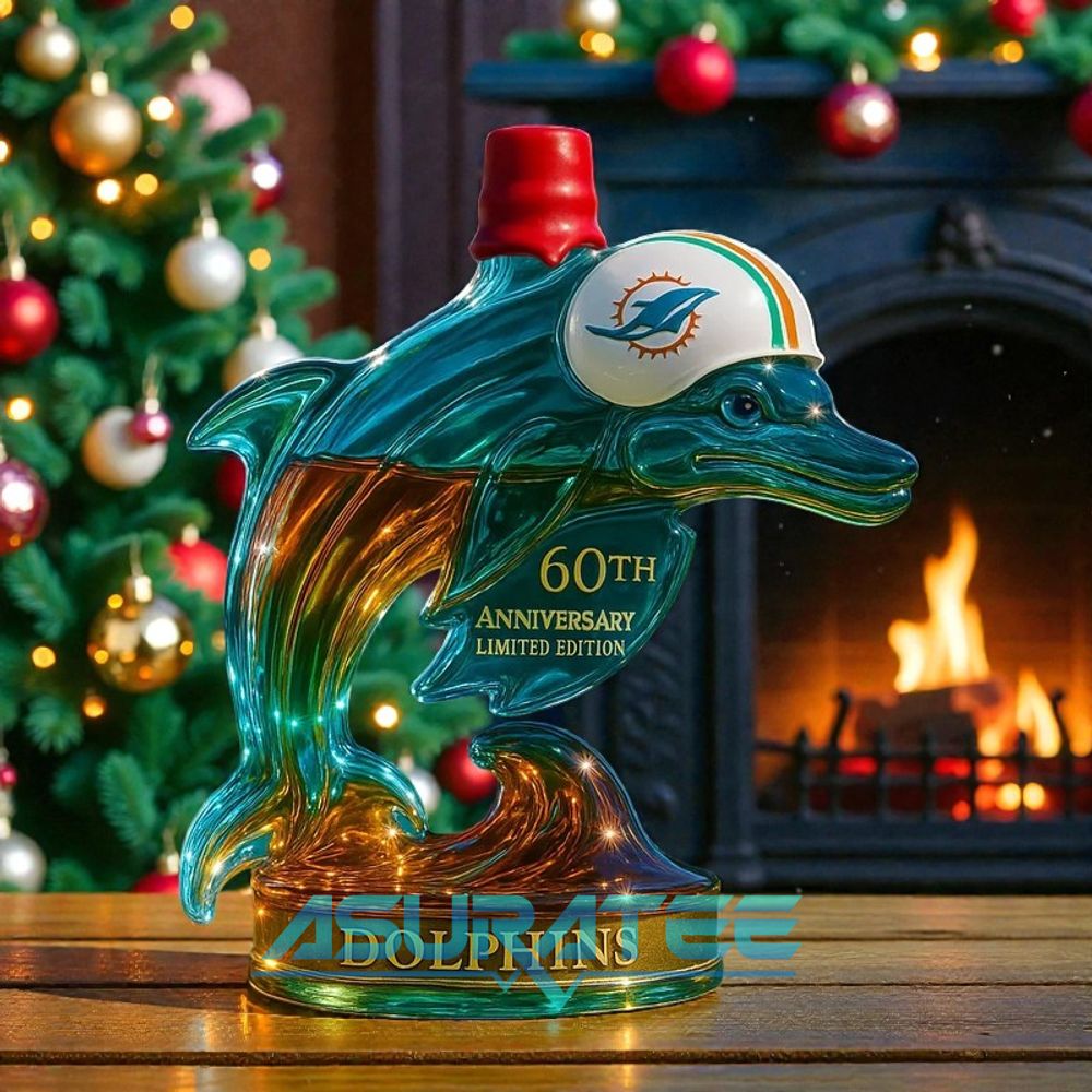 Miami Dolphins NFL 60th Anniversary Whiskey Bottle