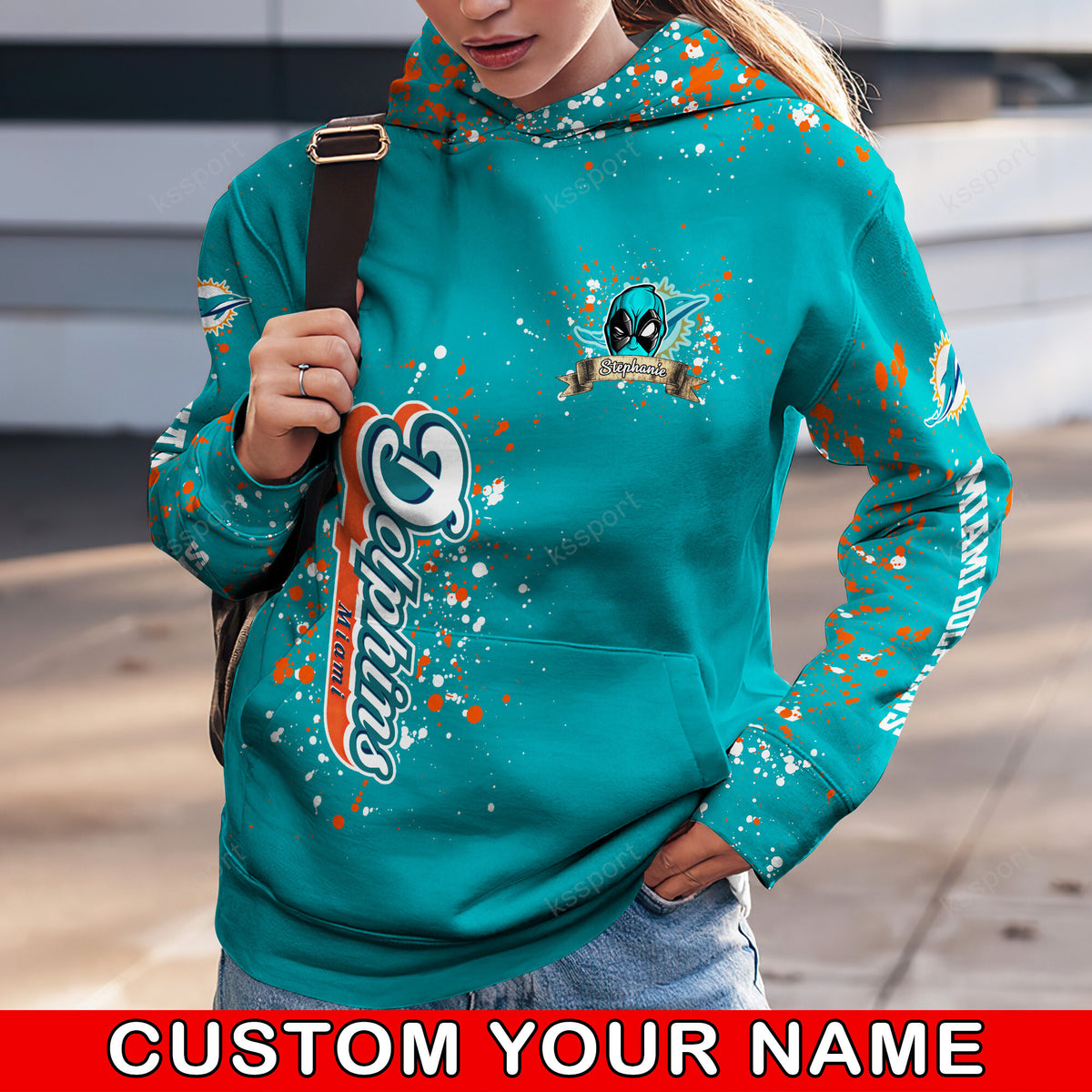 Custom NFL Miami Dolphins Hoodie Leggings Rock Paper Scissors Throat Punch I Win Hoodie