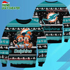 Miami Dolphins NFL Mickey Minnie Ugly Christmas Sweater