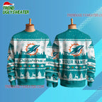 Personalized Miami Dolphins Nfl Snow Ugly Christmas Sweater
