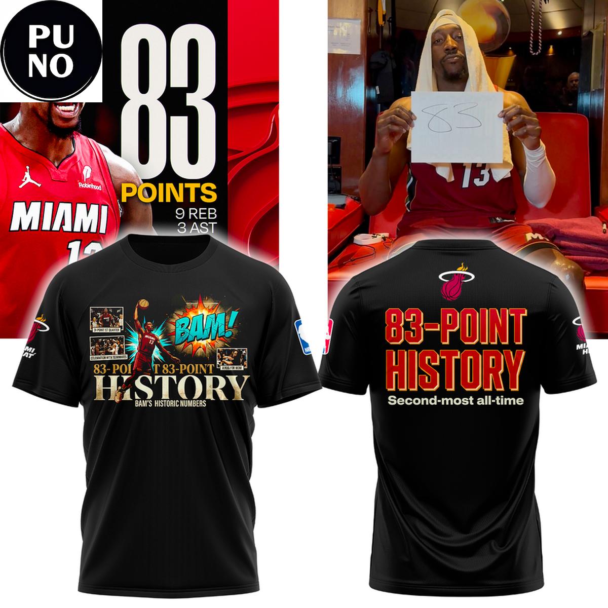 Miami Heat Bam Adebayo 83-Point History 2026 Hoodie T-Shirt