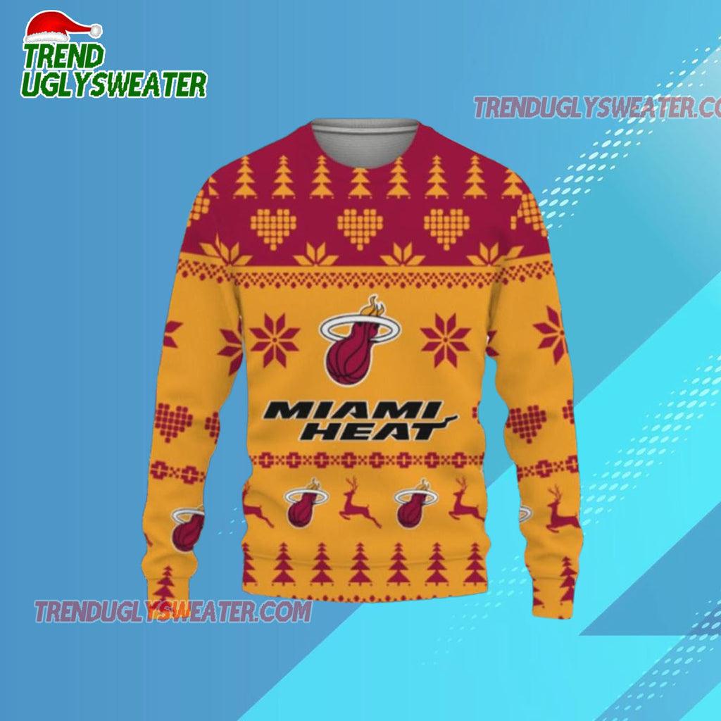Miami Heat Festive Hoops Ugly Christmas Sweater