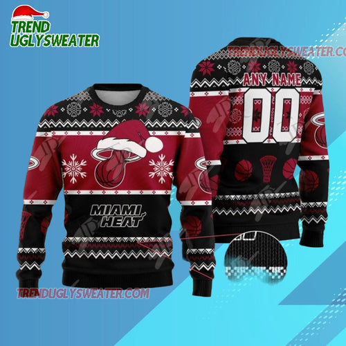 Personalized Miami Heat Frosty Slam Dunk Ugly Christmas Sweater