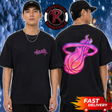 Miami Heat x Duvin Leisure GTA VI Vice City Logo Collab Unisex T Shirt Two Sided
