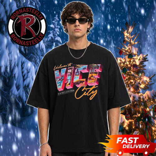 Miami Heat x Duvin Leisure GTA VI Vice City Postcard Unisex T Shirt