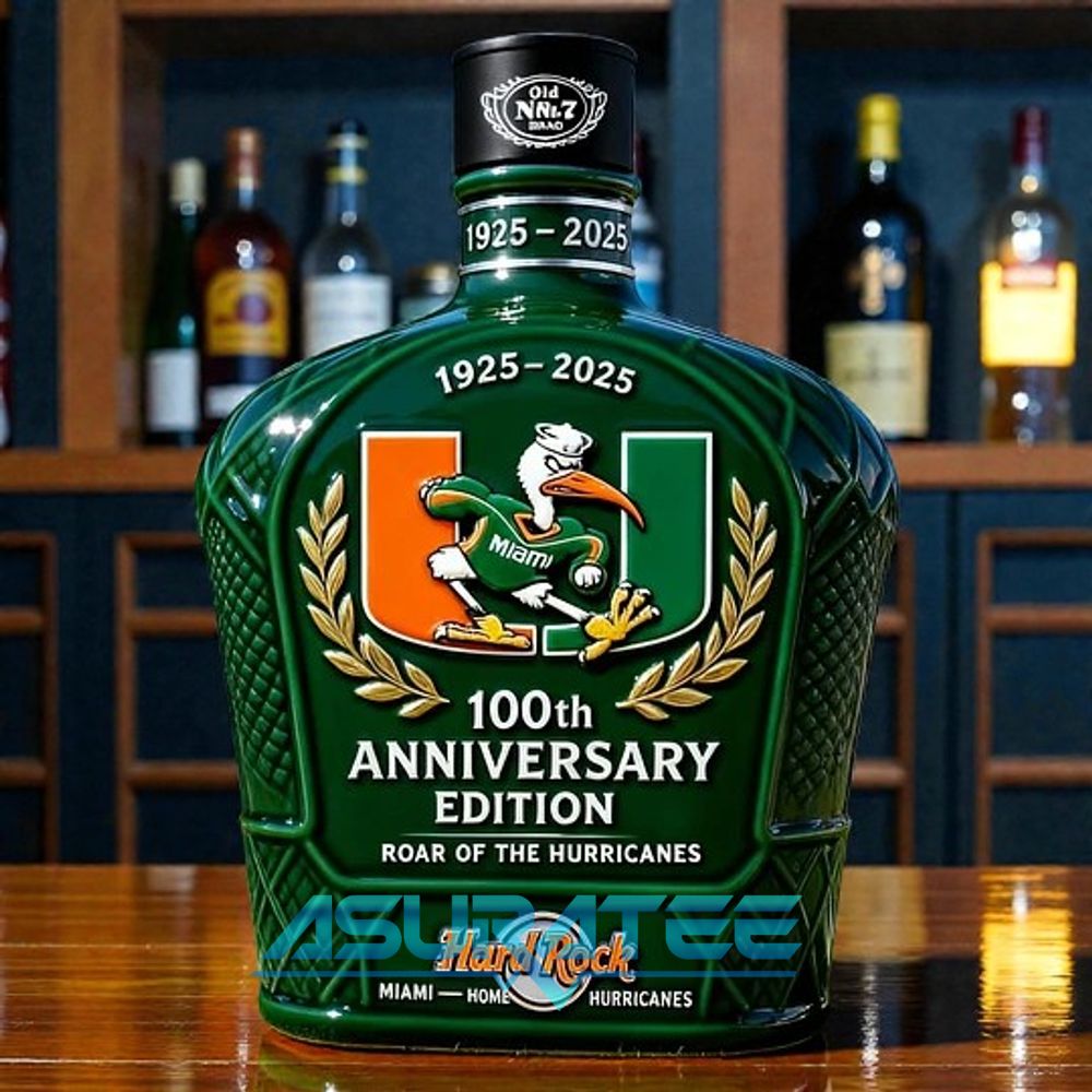 Miami Hurricanes 100th Anniversary Edition Whiskey Bottle
