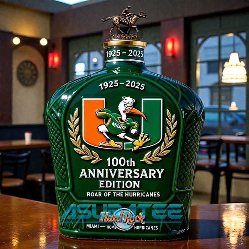 Miami Hurricanes 100th Anniversary Edition Whiskey Bottle