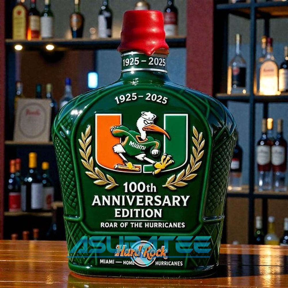 Miami Hurricanes 100th Anniversary Edition Whiskey Bottle