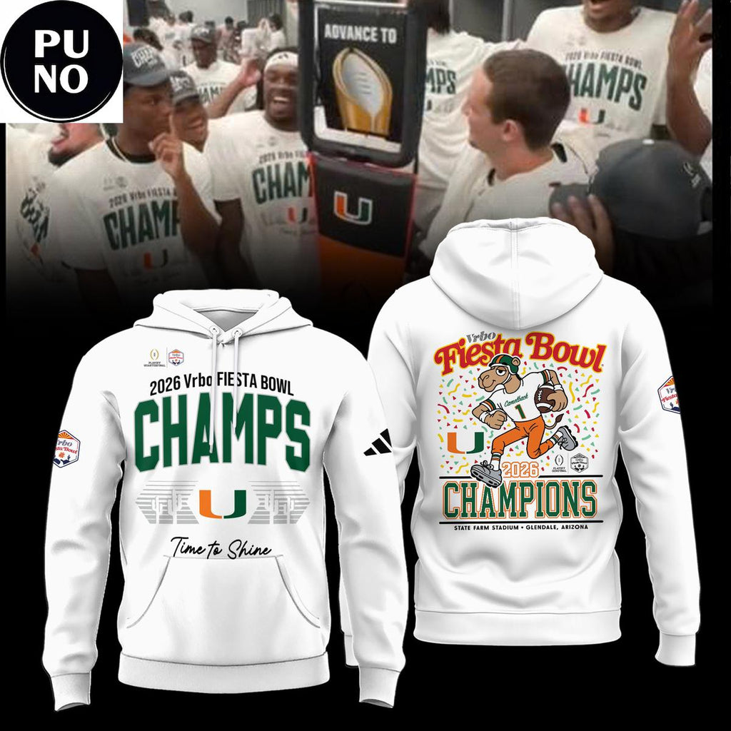 Miami Hurricanes 2026 Fiesta Bowl Champions Camelback Hoodie T-Shirt