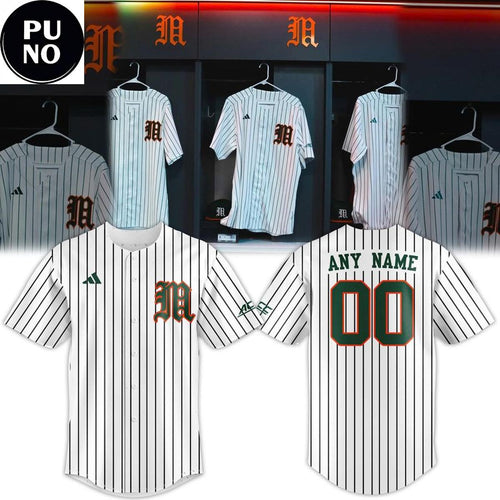Miami Hurricanes Baseball 2026 Vertical Stripes New Personalized Baseball Jersey