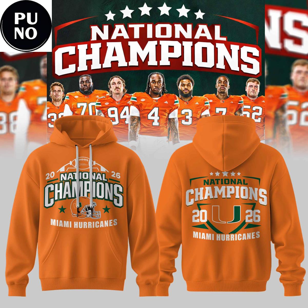 Miami Hurricanes Football 2026 National Champions Orange Hoodie Shirt