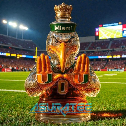 Miami Hurricanes Go Canes Go Whiskey Bottle