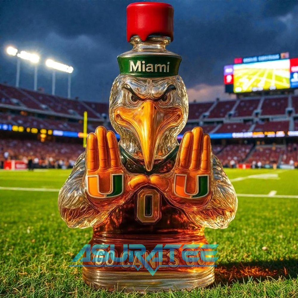 Miami Hurricanes Go Canes Go Whiskey Bottle