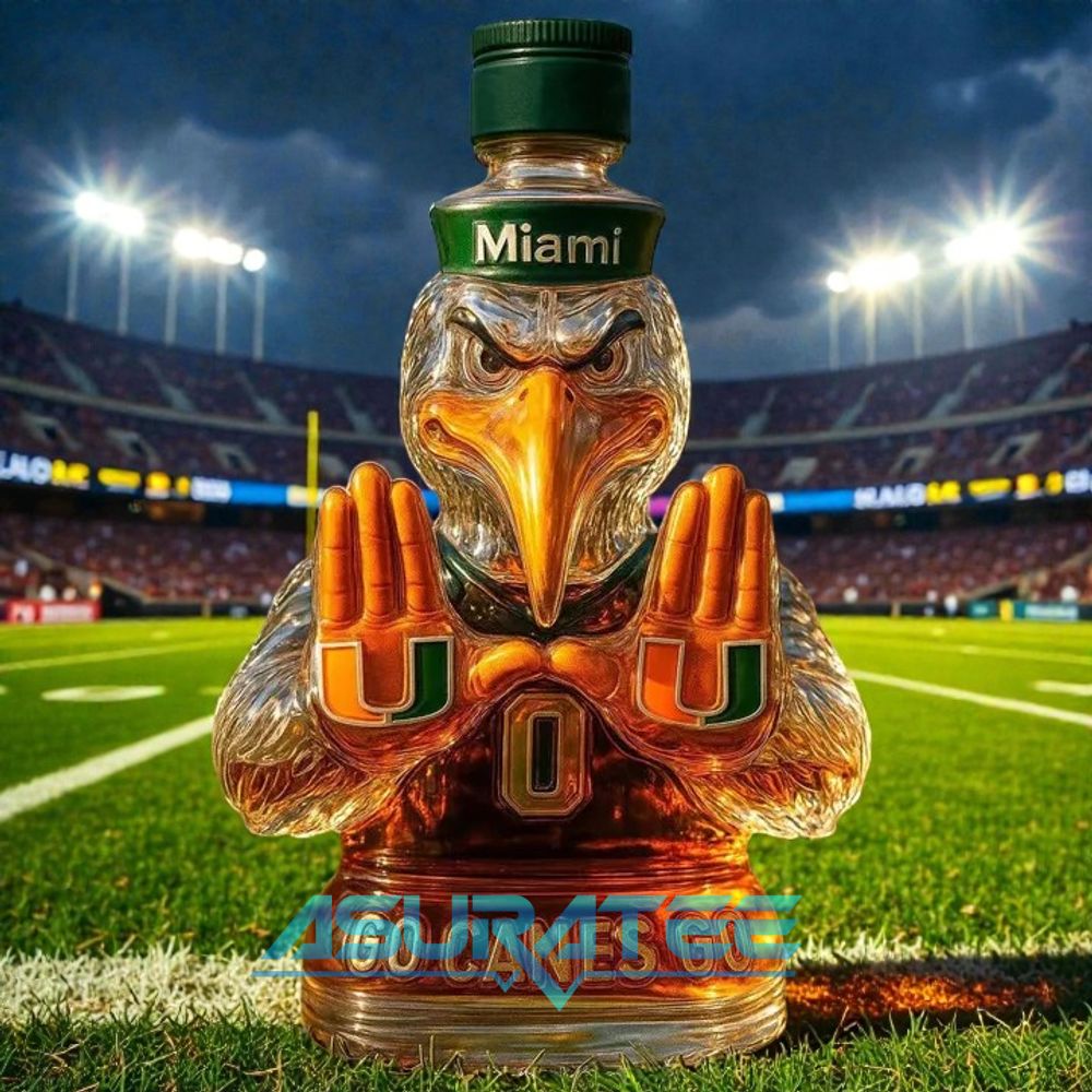 Miami Hurricanes Go Canes Go Whiskey Bottle