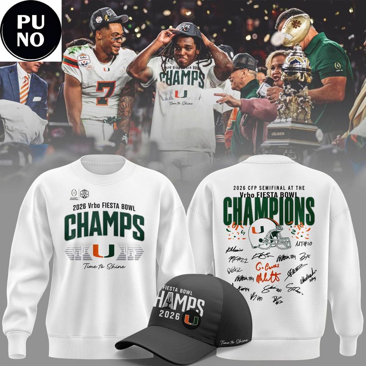 Miami Hurricanes Vrbo Fiesta Bowl Champions Locker Room 2026 Signed Hoodie Shirt