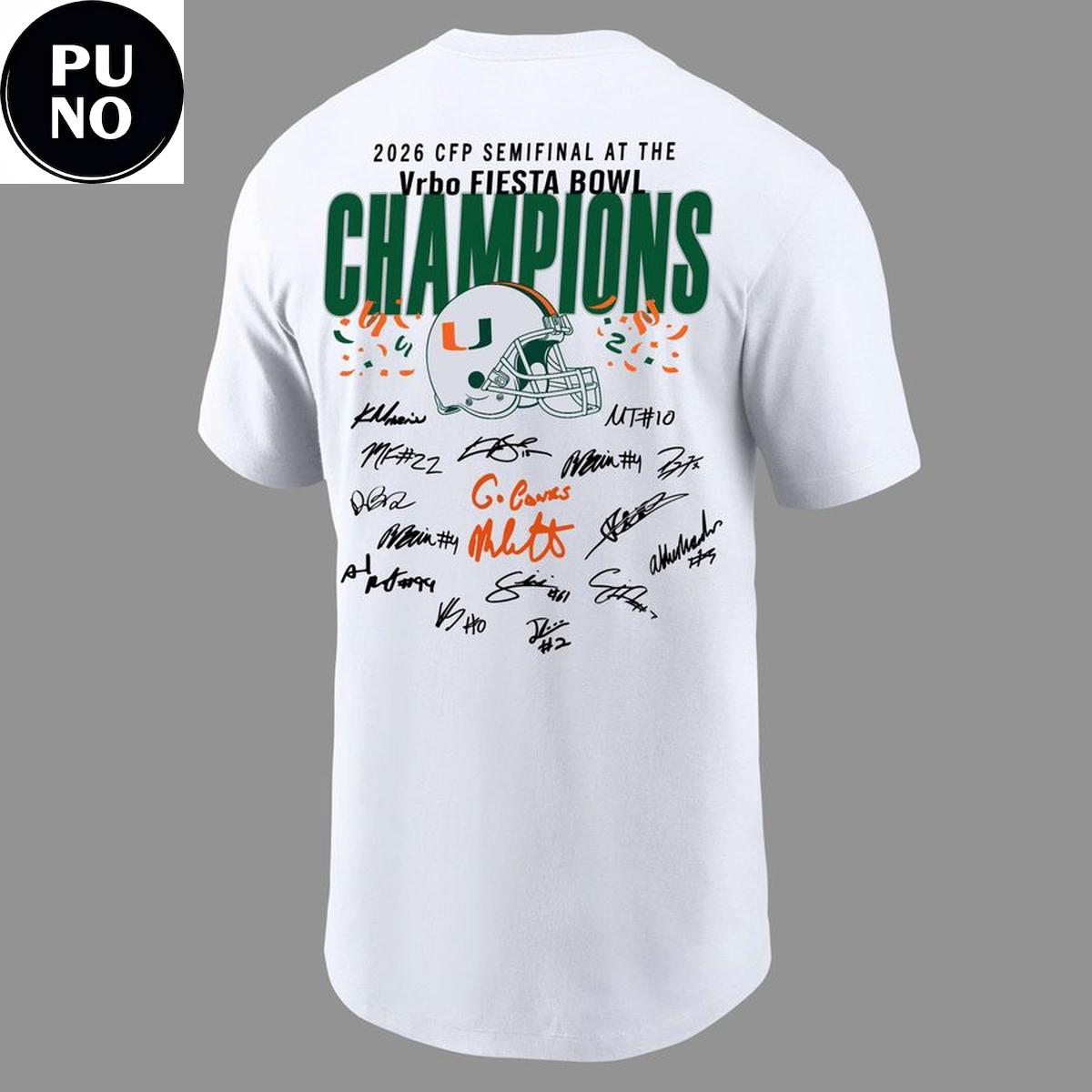 Miami Hurricanes Vrbo Fiesta Bowl Champions Locker Room 2026 Signed Hoodie Shirt