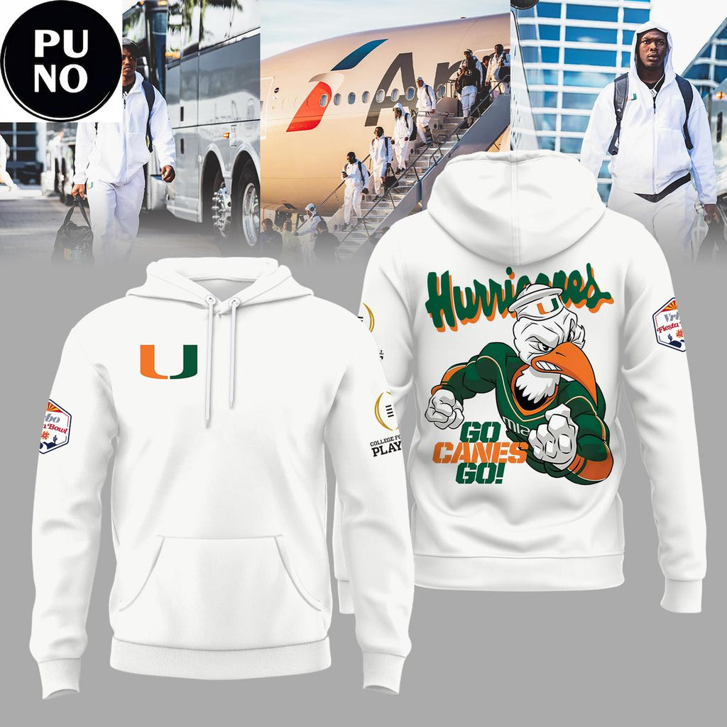 Miami Hurricanes Vrbo Fiesta Bowl Mascot Go Canes Go Hoodie T-Shirt