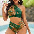 Miami Hurricanes Zebra Women Bikini Set Sporty Bikini Sets