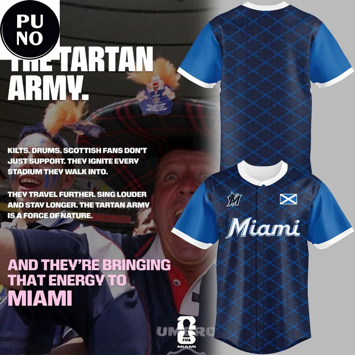 Miami Marlins Scotland’s Tartan Army 2026 Baseball Jersey