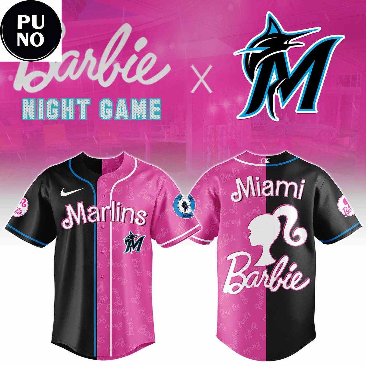 Miami Marlins x Barbie 2026 Half-Half Baseball Jersey