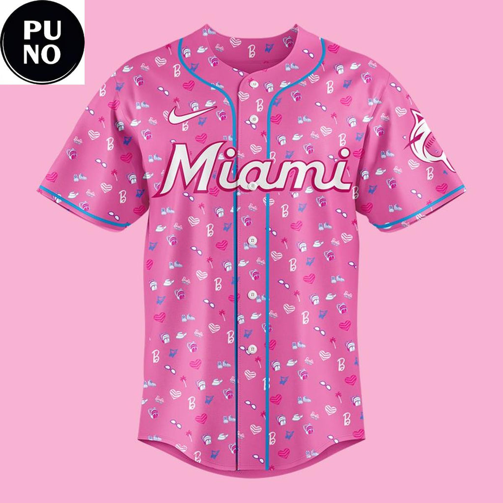 Miami Marlins x Barbie Night 2026 Pink Personalized Baseball Jersey