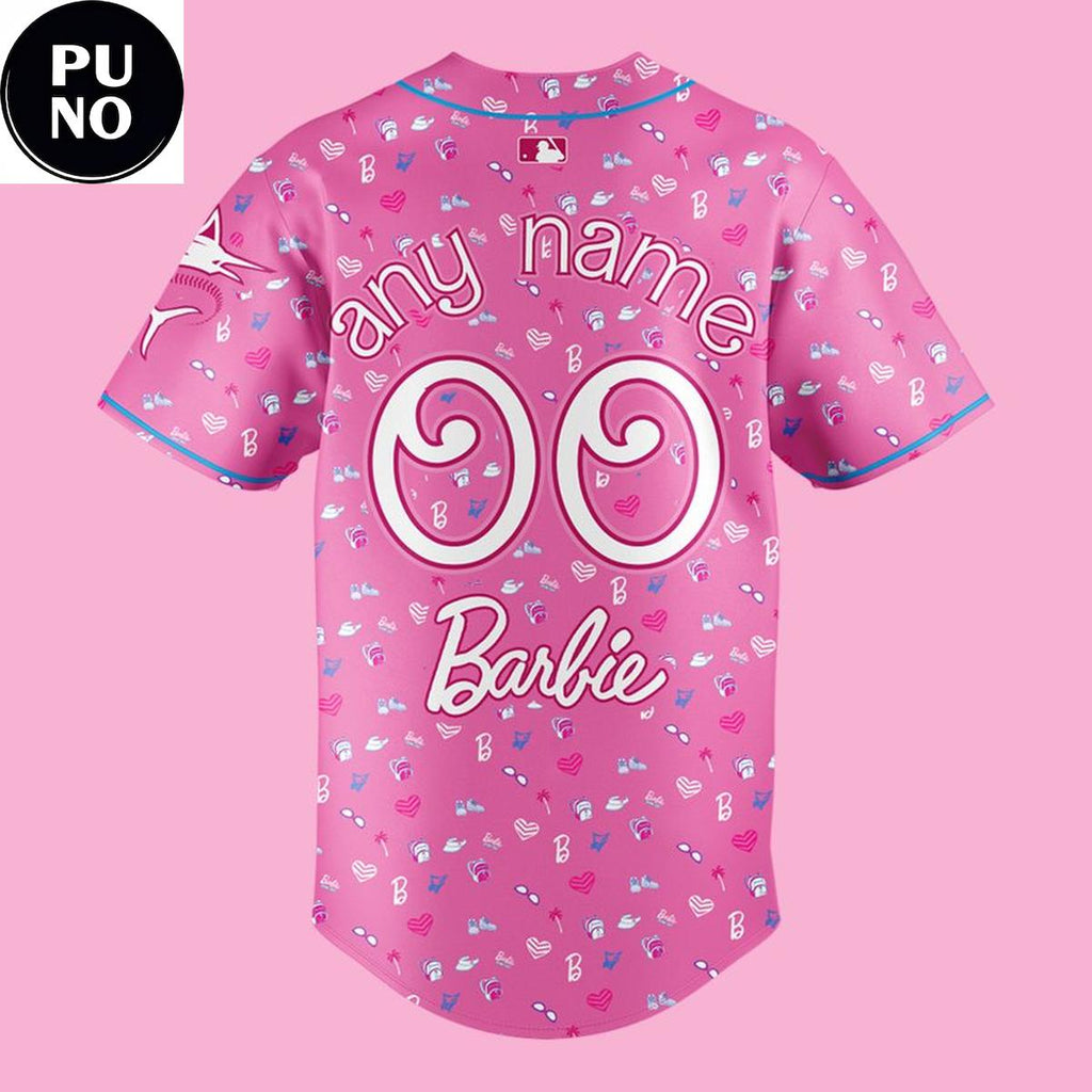 Miami Marlins x Barbie Night 2026 Pink Personalized Baseball Jersey