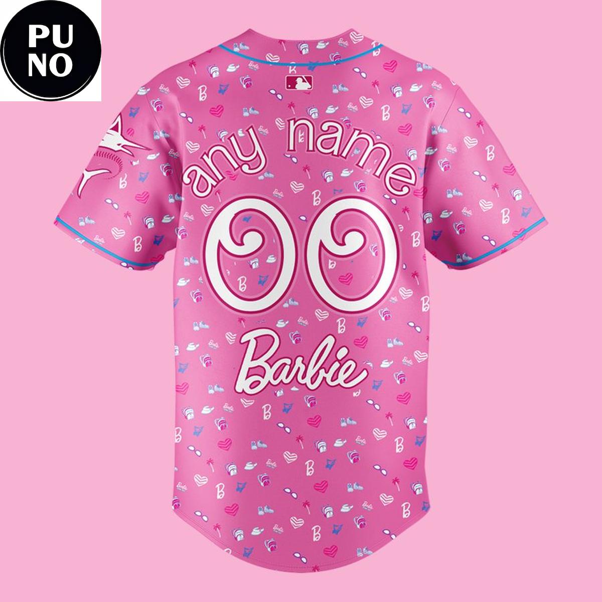 Miami Marlins x Barbie Night 2026 Pink Personalized Baseball Jersey