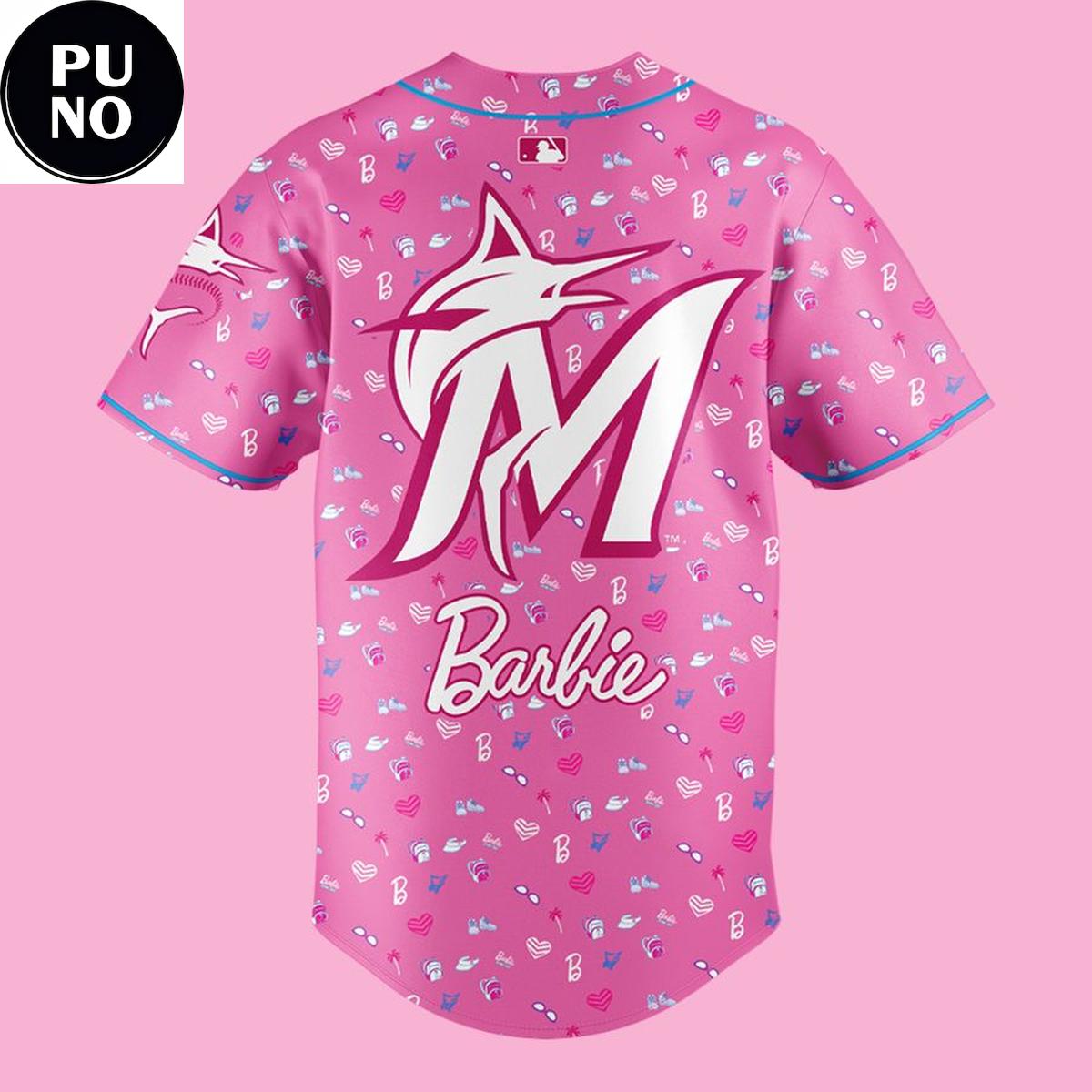 Miami Marlins x Barbie Night 2026 Pink Personalized Baseball Jersey