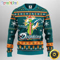Miami Dolphins Christmas Ugly Sweater Print Funny Grinch Show Your Team Spirit