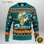 Miami Dolphins Christmas Ugly Sweater Print Funny Grinch Show Your Team Spirit